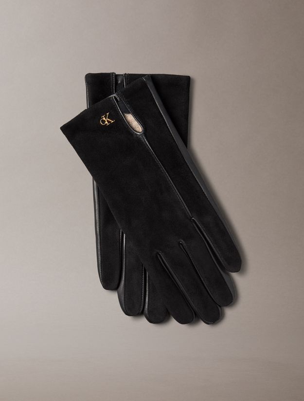 Suede and Leather Touchscreen Gloves