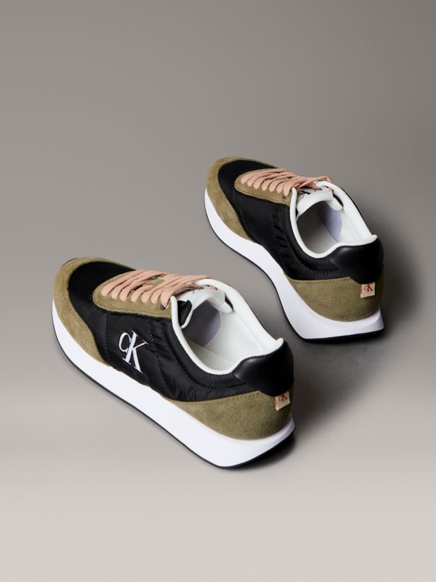 Suede Mix Signature Logo Runner Trainers