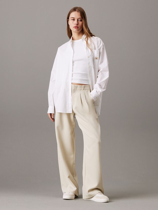 Straight Pleated Crepe Trousers