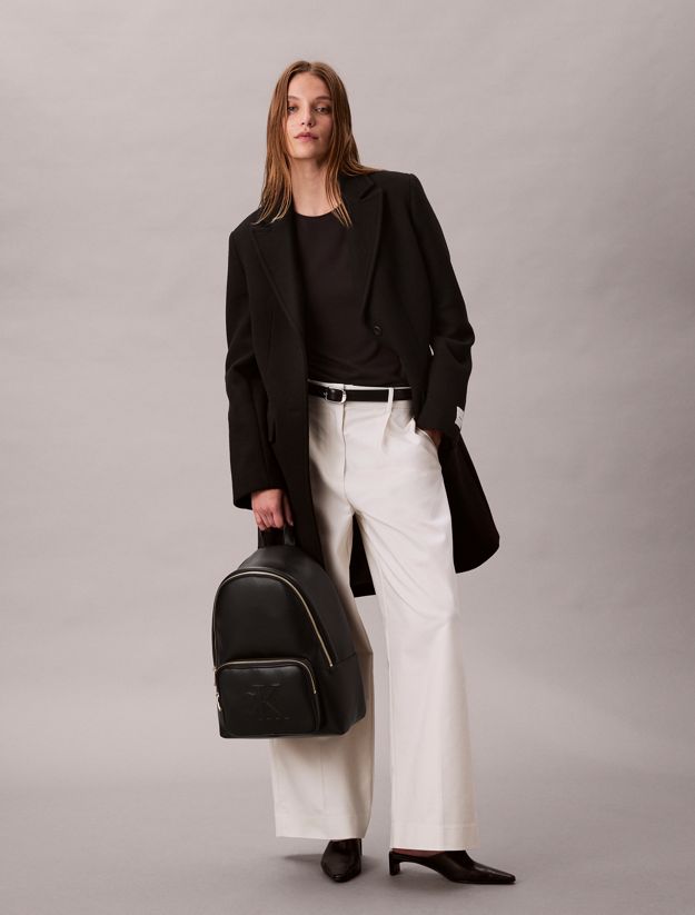 Embossed Monogram Logo Backpack