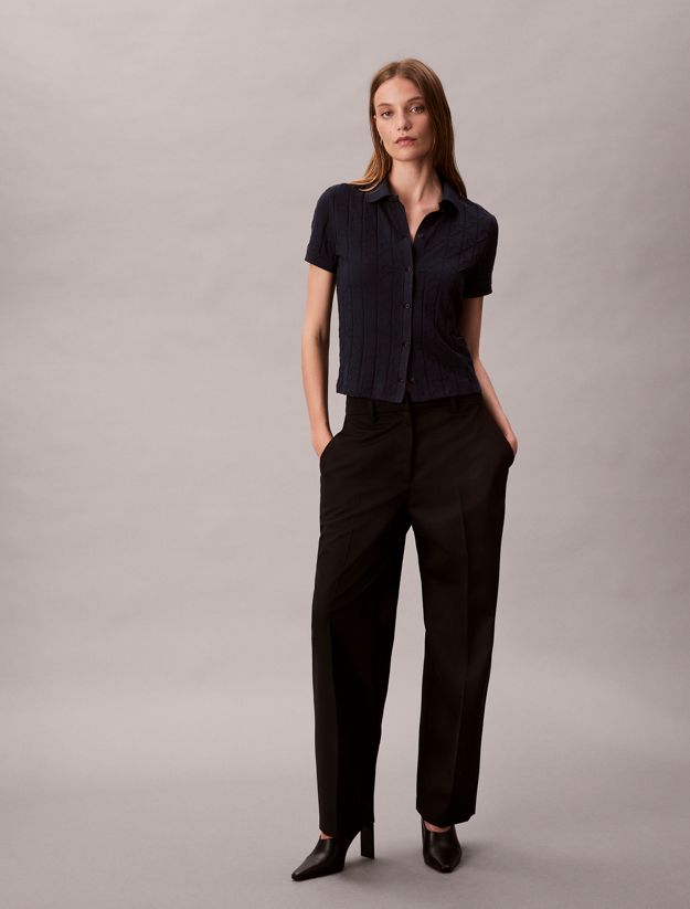 Allover Monogram Logo Jacquard Polo Top