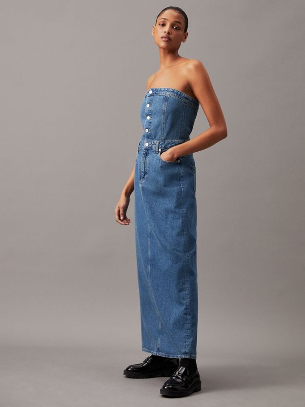 Strapless Denim Maxi Dress