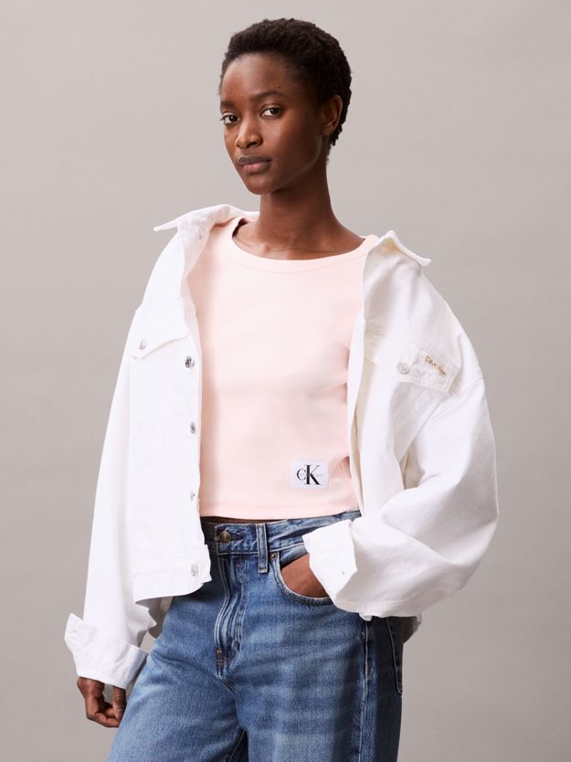 Slim Ribbed Cotton Badge T-shirt