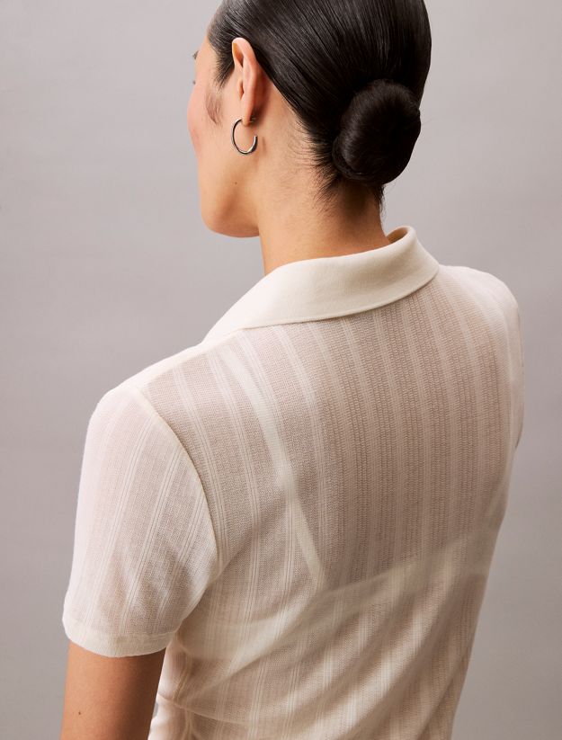 Pointelle Knit Polo Shirt