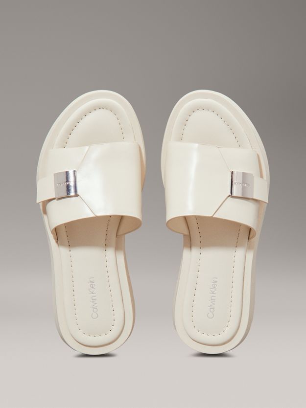 Leather Platform Sliders