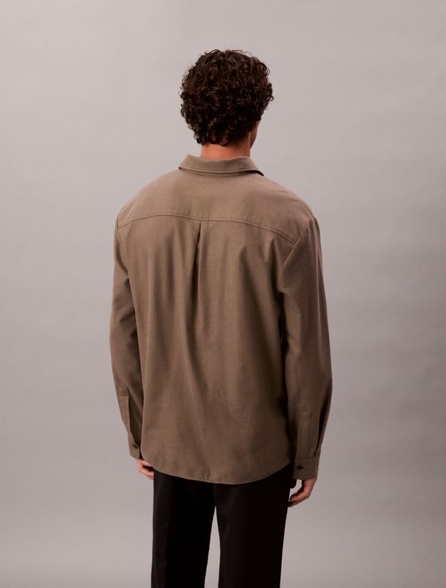 Melange Flannel Relaxed Button-Down Shirt