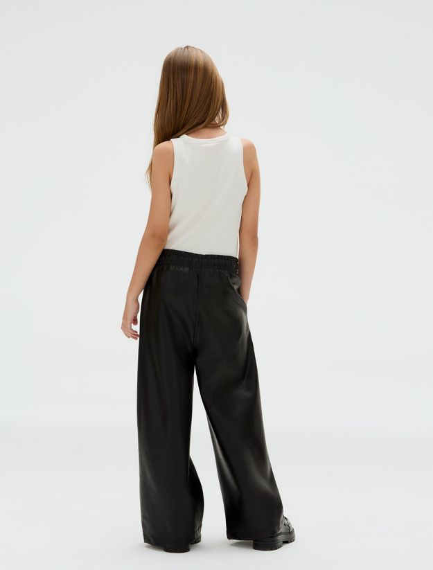 Wide Faux Leather Trousers