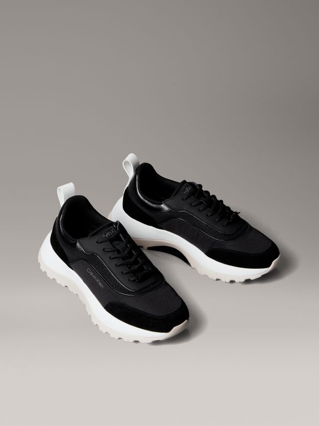 Leather and Mesh Mixed Material Trainers