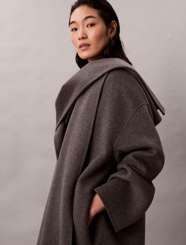 Heathered Wool Scarf Coat