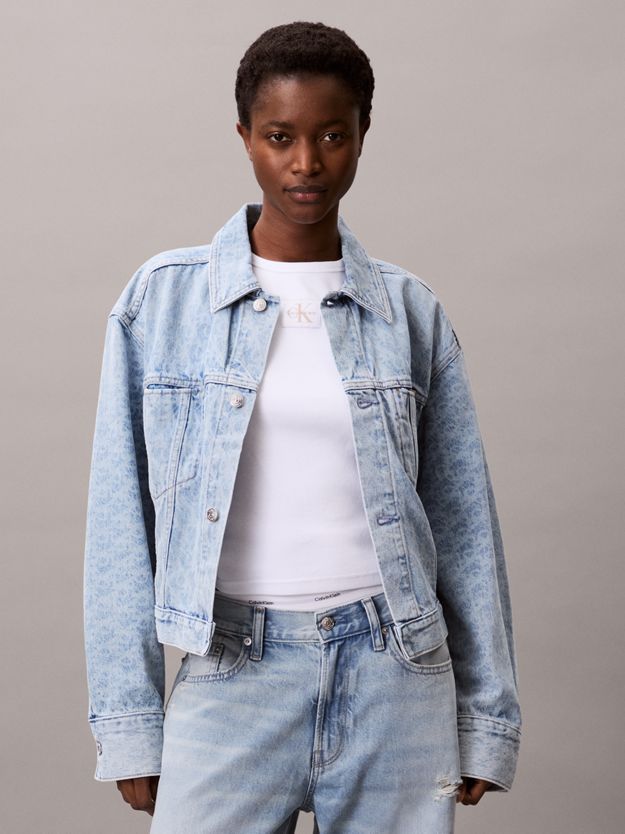 Monogram Logo Cropped Denim Jacket