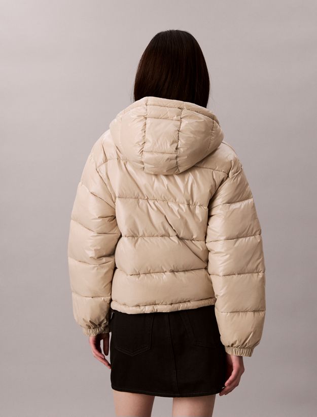 High Shine Hooded Puffer Jacket