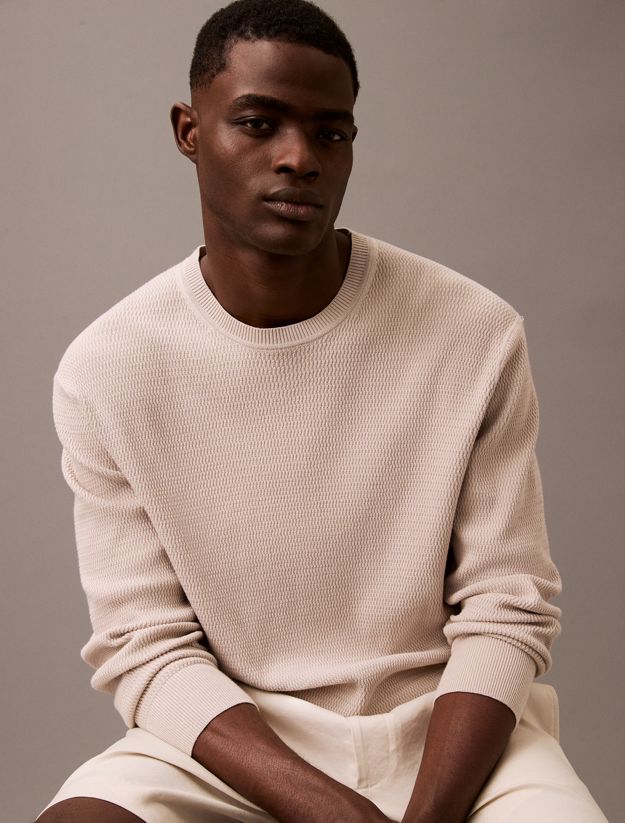 Cotton Textured Crewneck Jumper