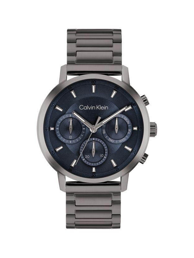 Grey Plated Steel Multifunction Watch