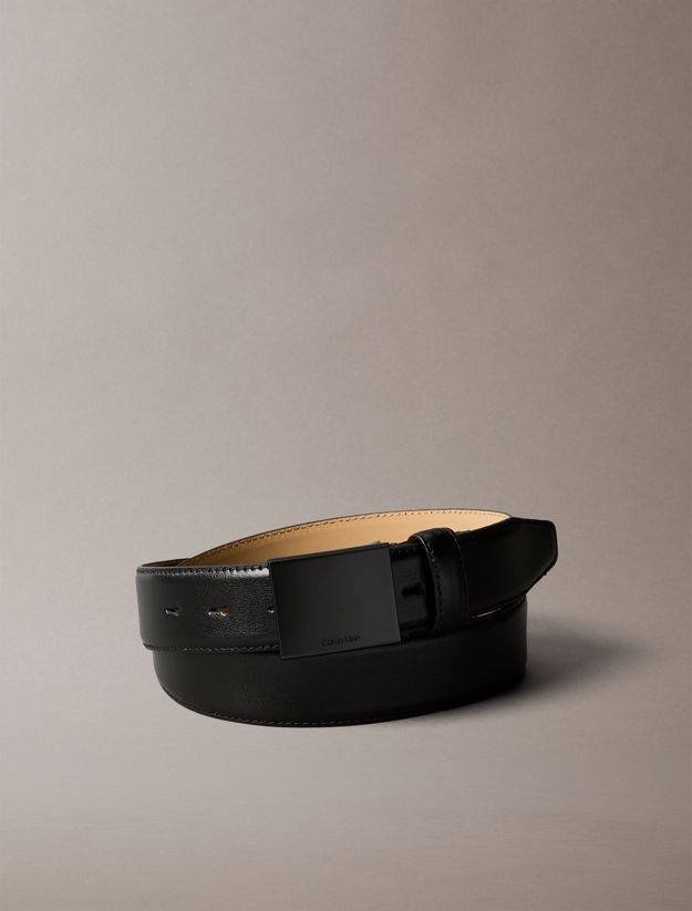 Full Grain Leather Plaque Buckle Belt