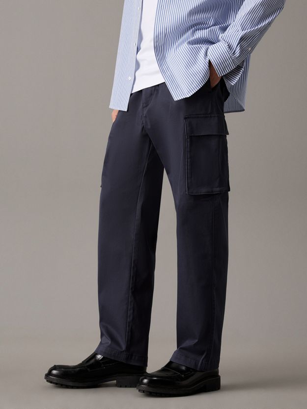 Cotton Stretch Straight Fit Cargo Trousers