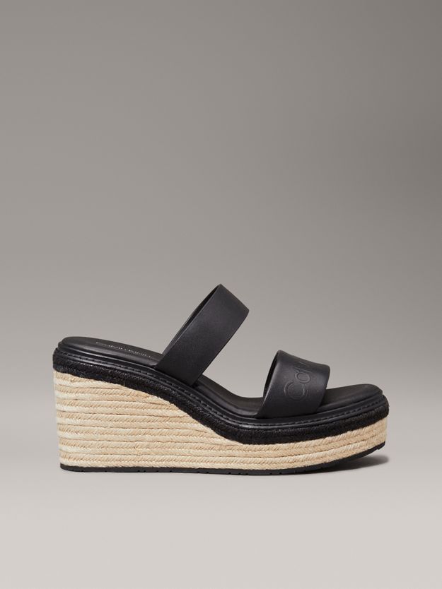 Leather Espadrille Wedge Sandals