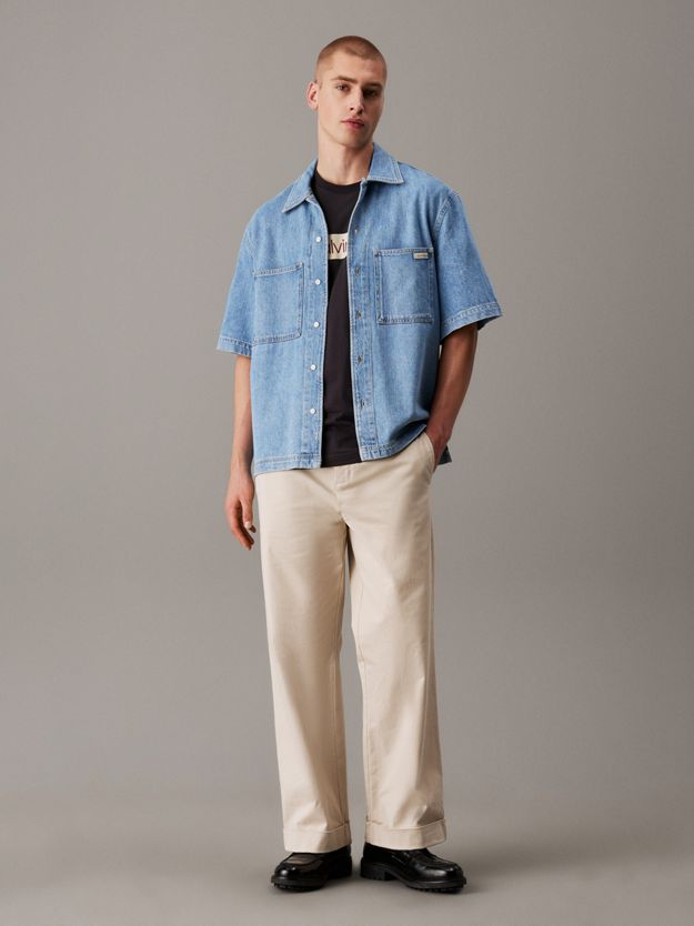 Relaxed Denim Short Sleeve Shirt
