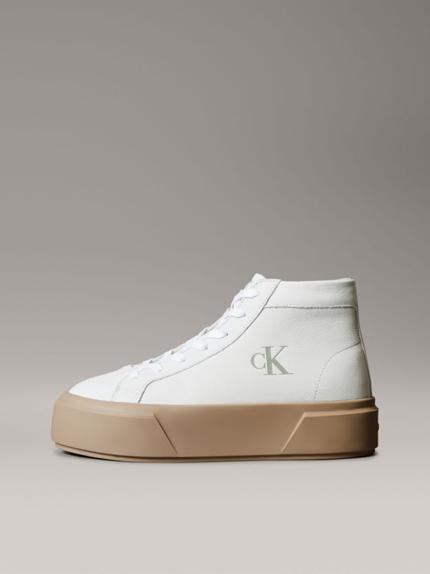 Leather Warm High-Top Platform Trainers