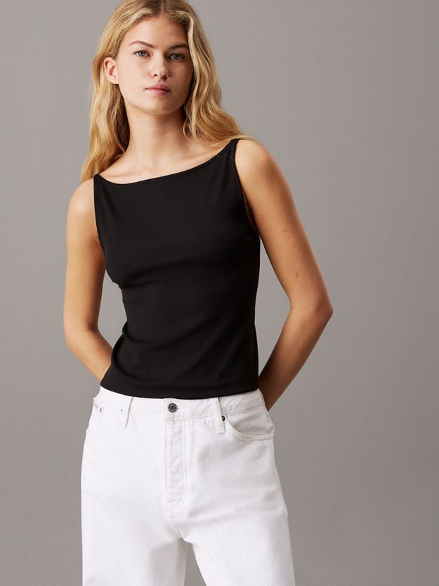 Logo Tape Open Back Top