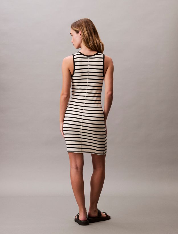 Stripe Cotton Rib Sleeveless Dress