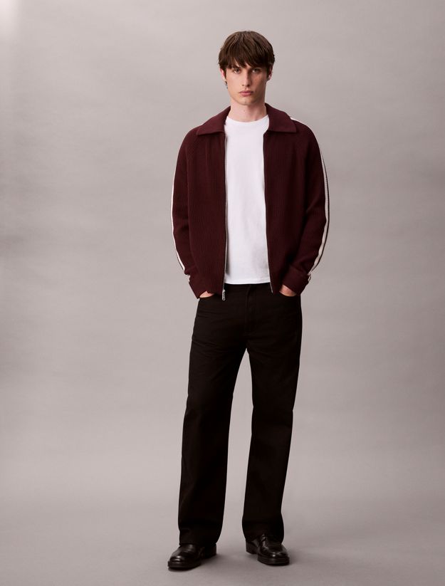 Side Stripe Zip Up Cardigan