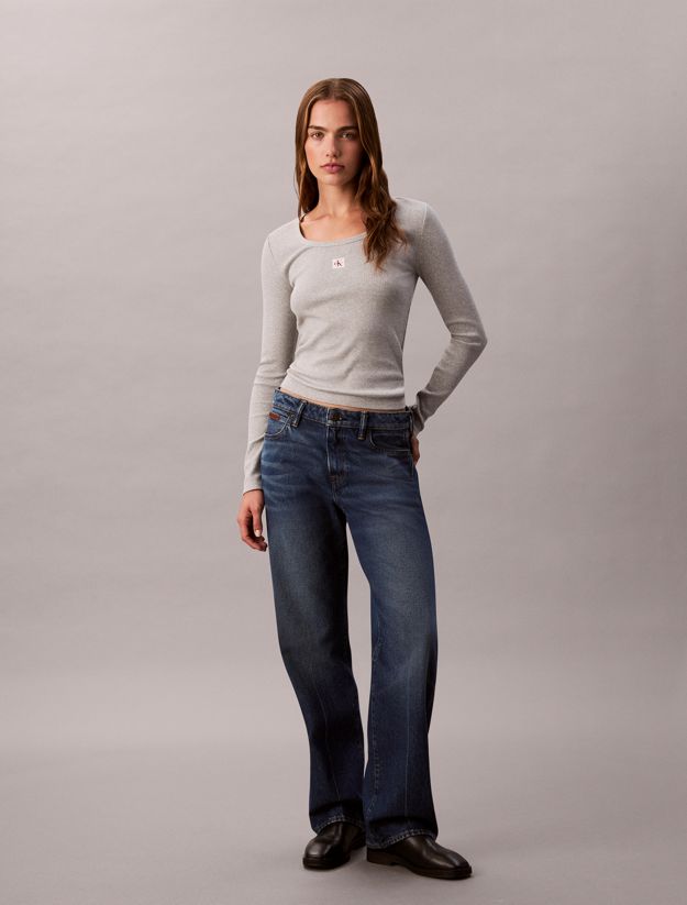 Ribbed Cotton Long Sleeve Top