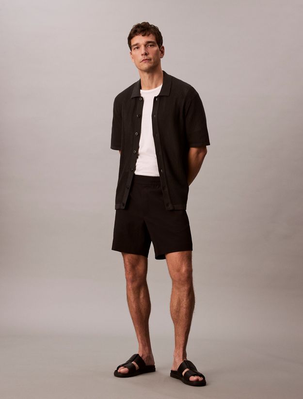 Cotton Mesh Button-Down Shirt