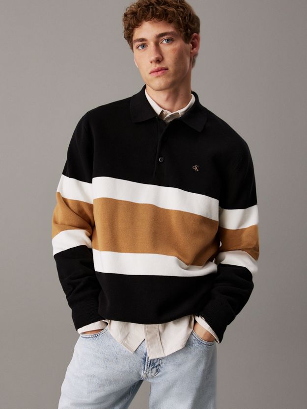 Half Milano Stripe Polo Shirt