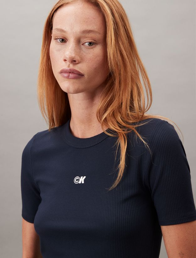 CK Logo Modal Stretch Ribbed Tee