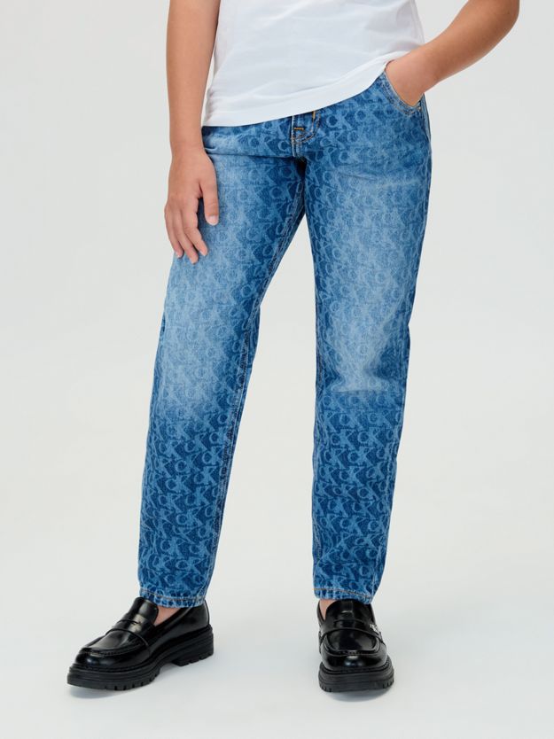 Barrel Leg Logo Jeans