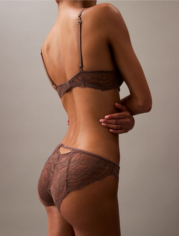 Microfibre and Lace Bikini Briefs