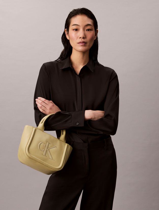 Embossed Monogram Logo Small Tote Bag