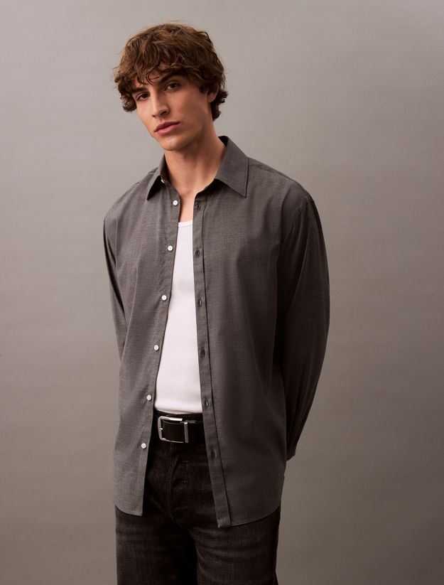 Relaxed Wool Blend Button-Down Shirt