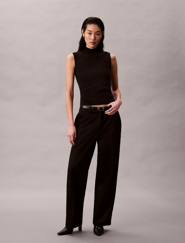 Viscose Blend Mock Neck Gilet