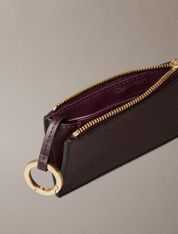 Monogram Logo Top Zip Card Holder