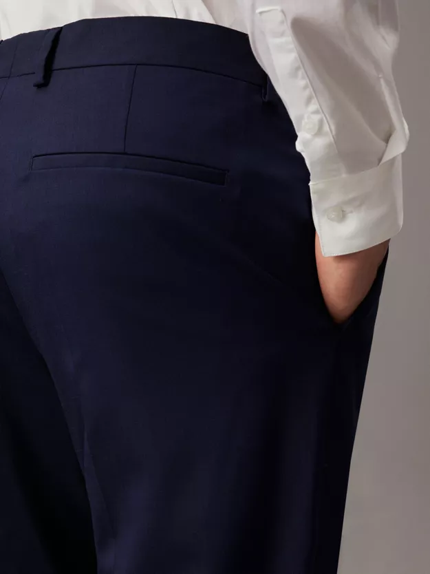 Slim Wool Stretch Suit Trousers