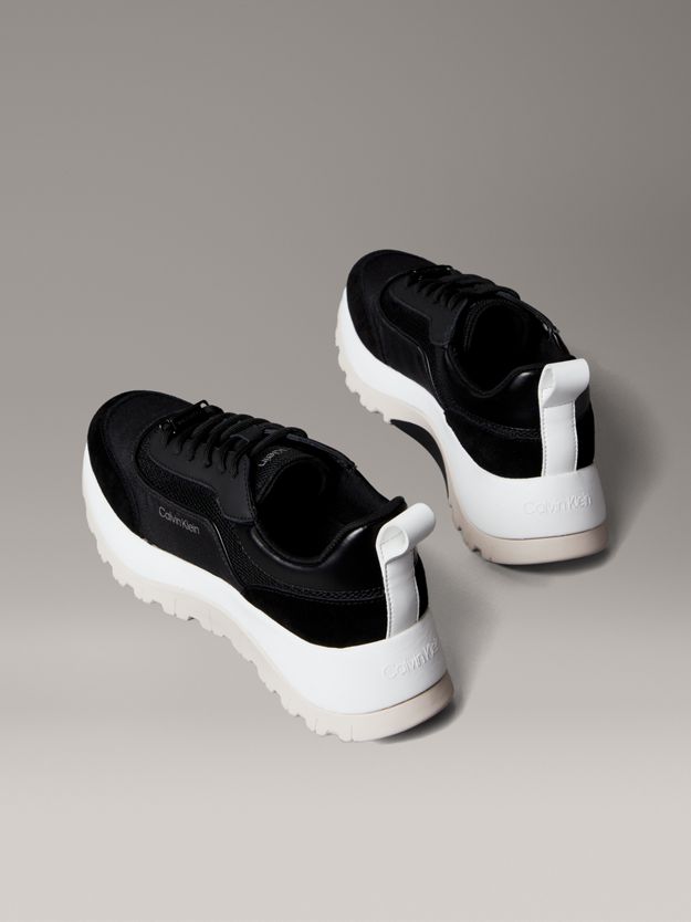 Leather and Mesh Mixed Material Trainers
