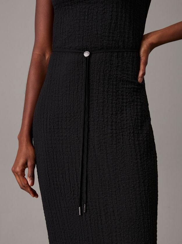 Crinkle Jacquard Ankle Dress