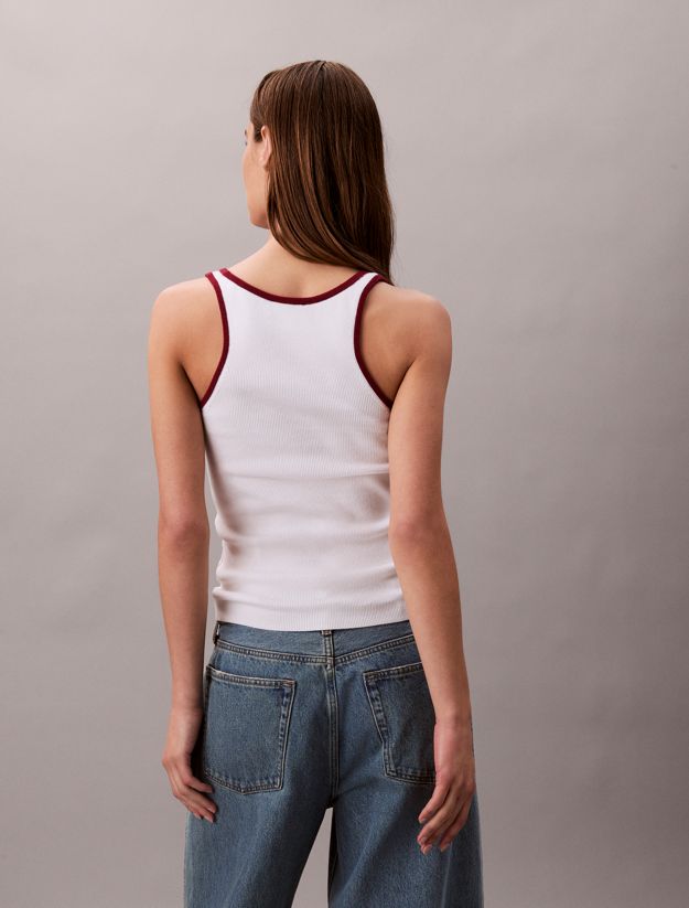 Contrast Trim Ribbed Tank Top
