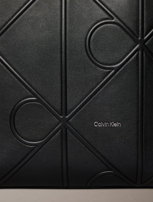 Embossed Allover Monogram Logo Small Tote Bag