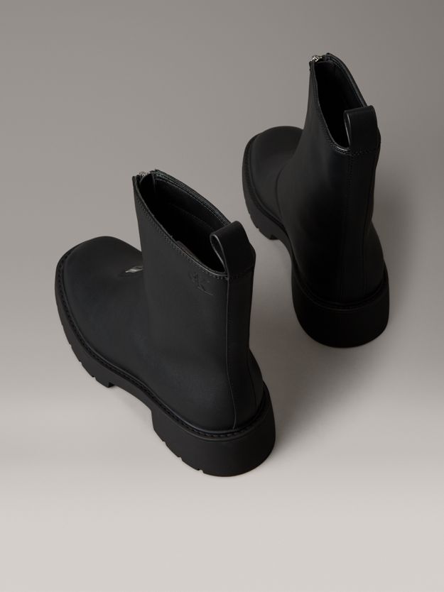 Leather Chunky Zip Ankle Boots