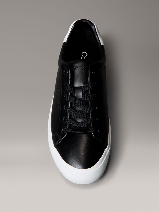 Smooth Leather Embossed Logo Trainers