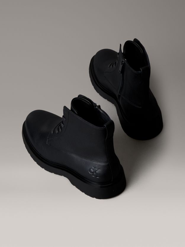 Tumbled Leather Lace-Up Zip Boots