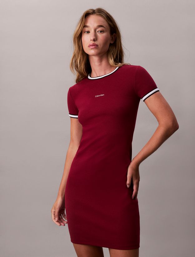 Sporty Slim Ribbed T-shirt Dress