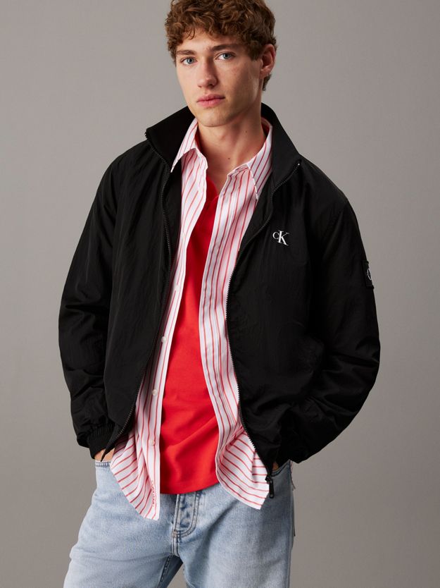 Structured Nylon Zip Up Jacket