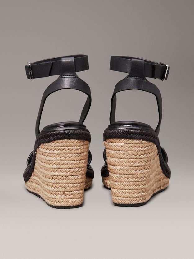 Leather Espadrille Wedge Sandals