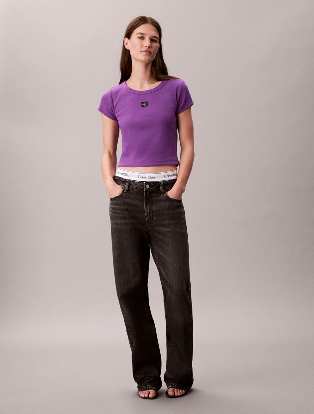 Slim Ribbed Cotton Badge T-shirt