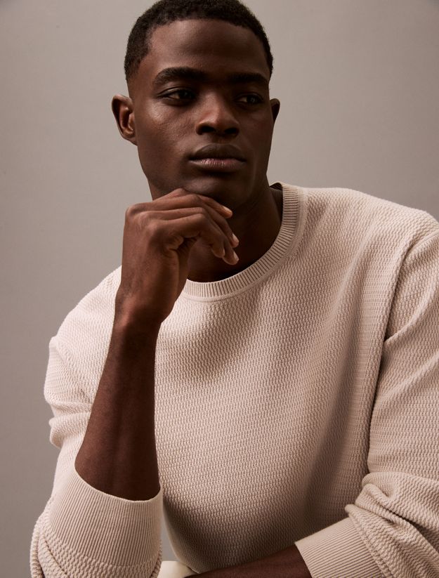 Cotton Textured Crewneck Jumper