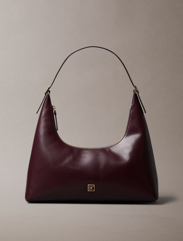 Monogram Logo Emblem Leather Shoulder Bag