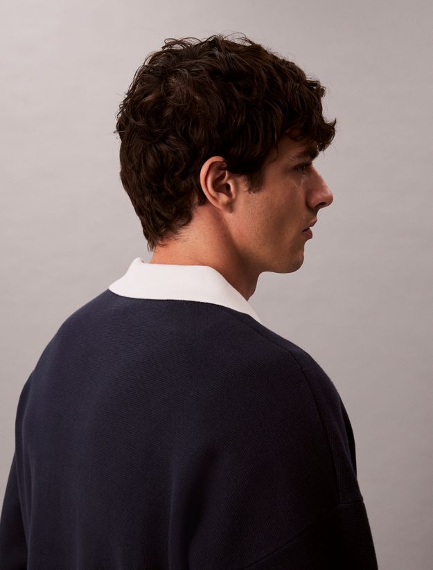 Cotton Relaxed Johnny Collar Sweater